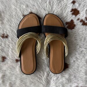 Elegant Black and Gold Women's Sandals